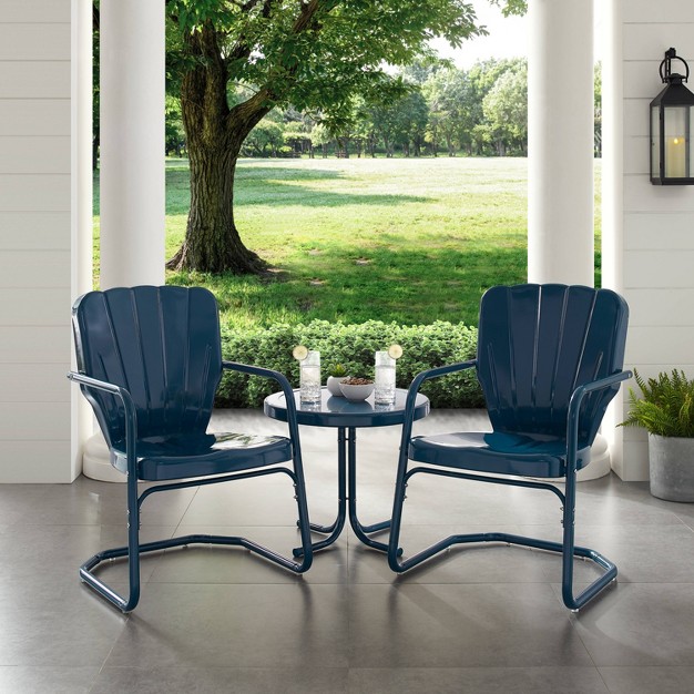 Ridgeland 3pc Outdoor Seating Set Navy Crosley