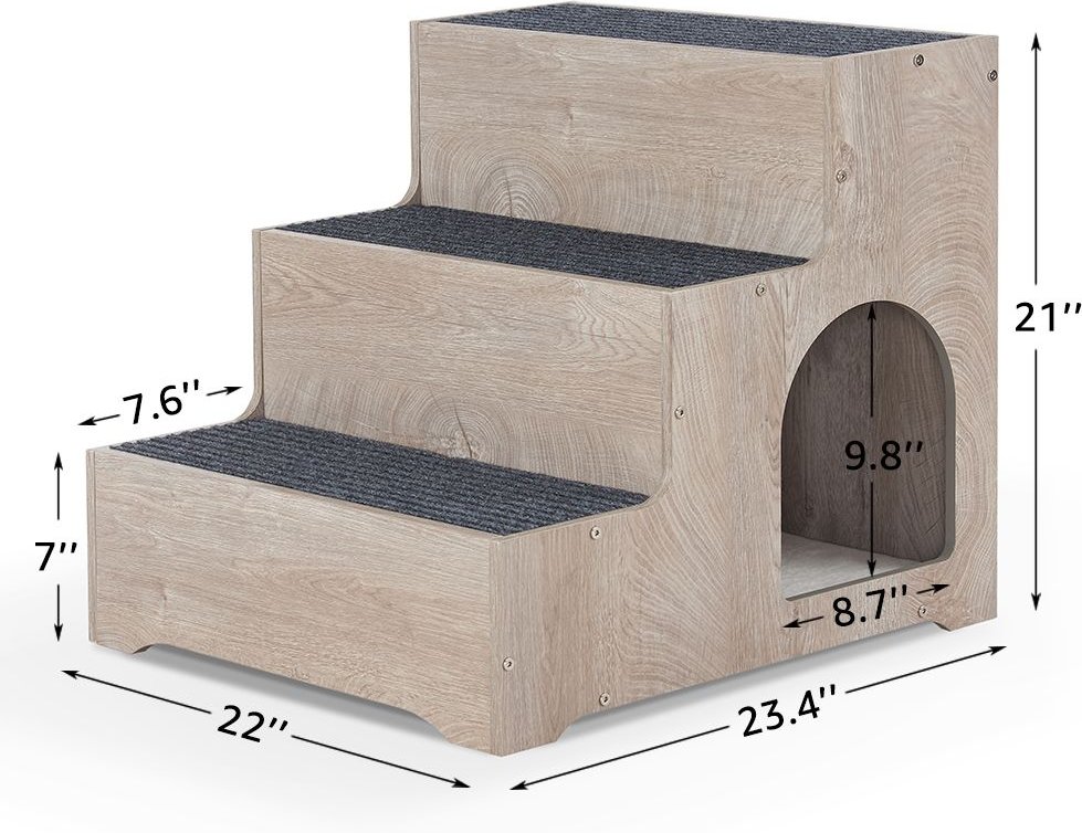 Unipaws Dog and Cat Stairs， Weathered Grey， Medium