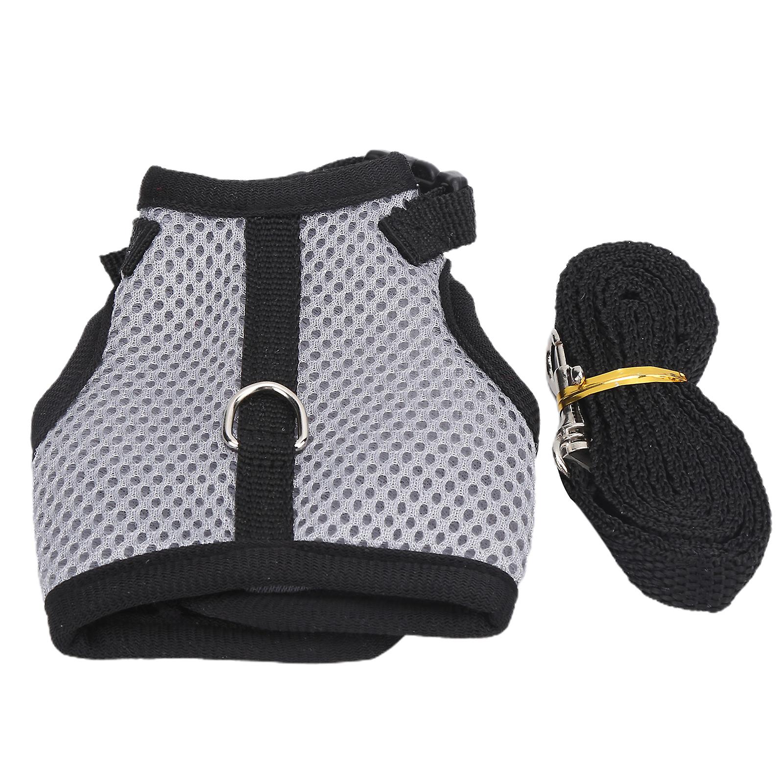 Small Pet Mesh Breathable Traction Chest Back Harness For Pig Guinea Pig Pet Supplys Gray