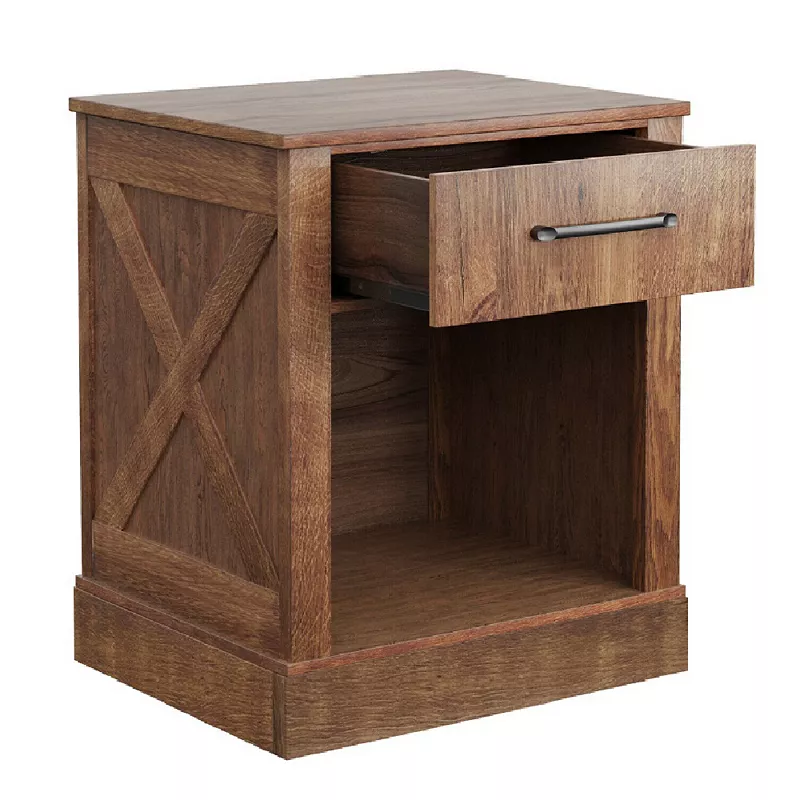 Compact Nightstand with Drawer and Shelf