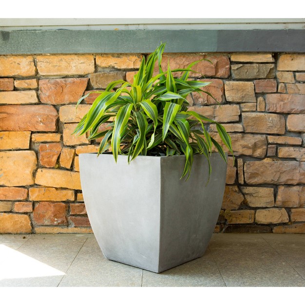 Kante Lightweight Modern Flared Square Concrete Planter Natural Concrete Gray Rosemead Home amp Garden Inc