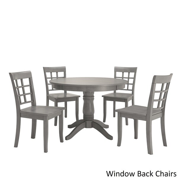 Wilmington II Round Pedestal Base Antique Grey 5-Piece Dining Set by iNSPIRE Q Classic