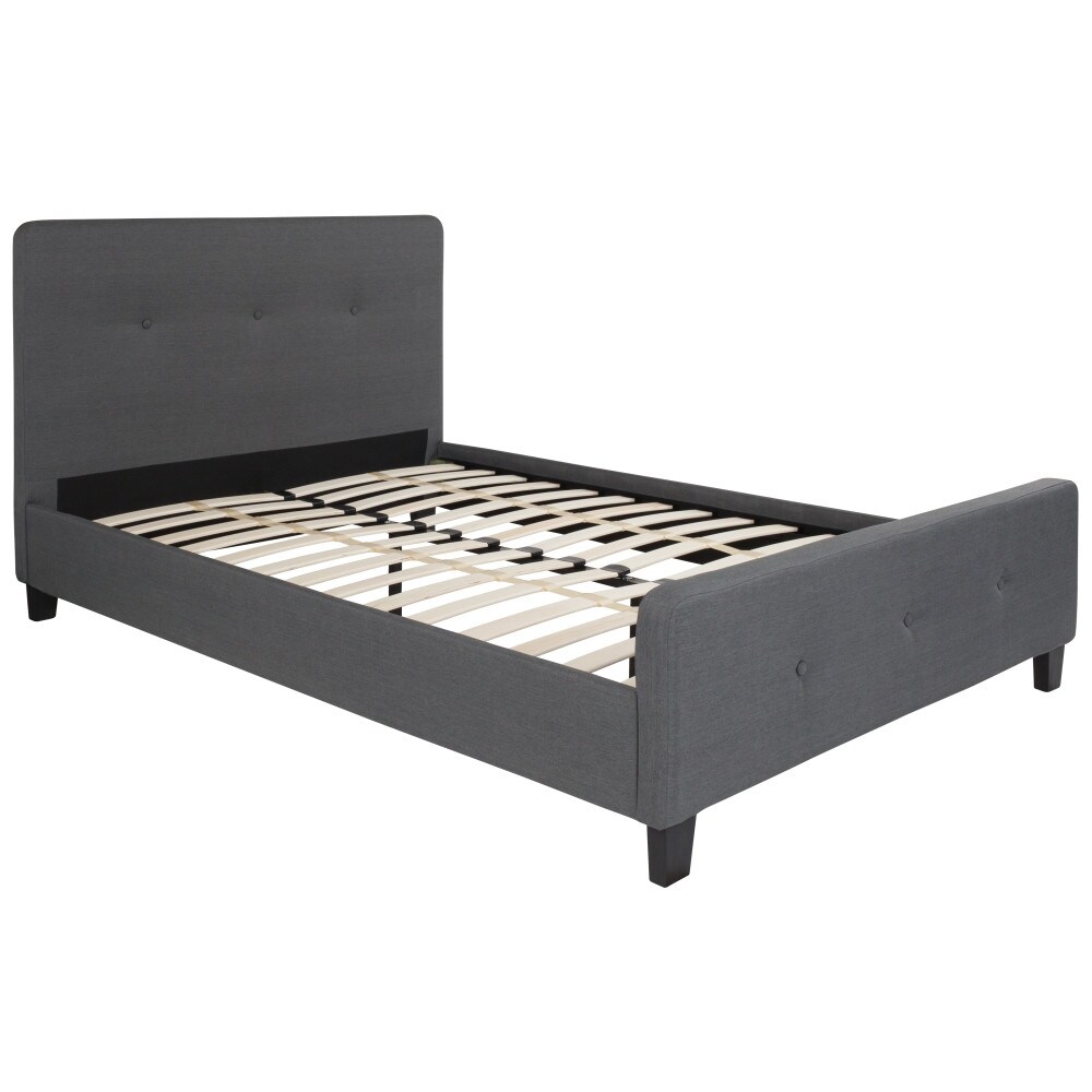 Button Tufted Upholstered Casual Style Platform Bed