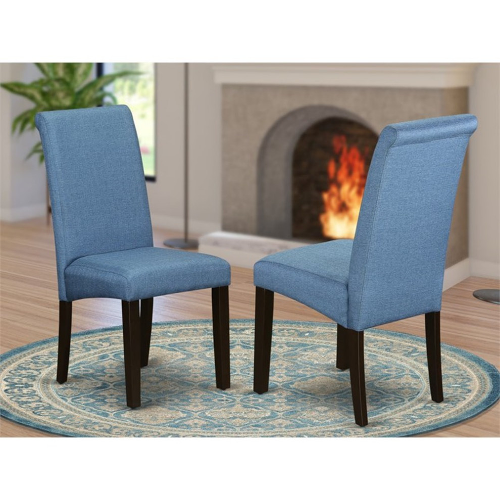 Atlin Designs 42 quotWood Dining Chairs in Cappuccino/Blue (Set of 2)   Transitional   Dining Chairs   by Homesquare  Houzz