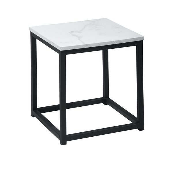 Faux Marble Square End Table/Side Table/Night Stand with Metal Frame Box