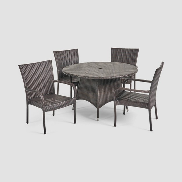 Grant 5pc Wicker Patio Dining Set Brown Christopher Knight Home