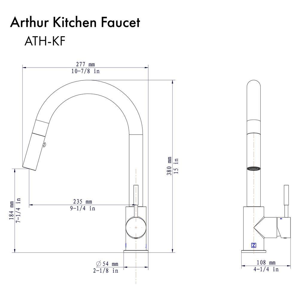 ZLINE Kitchen and Bath ZLINE Arthur Kitchen Faucet in Matte Black (ATH-KF-MB) ATH-KF-MB