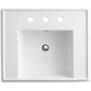 KOHLER Tresham 24 in. Pedestal Sink Basin in White K-2757-8-0