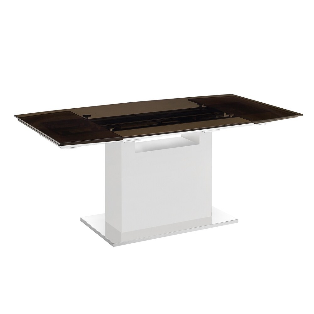 OLIVIA dining table with high gloss white lacquer base.