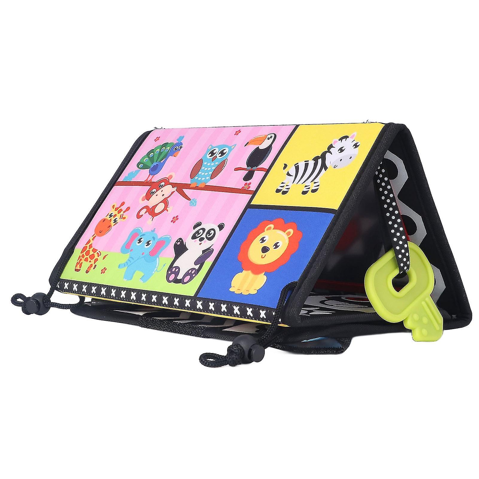 Baby Cloth Book Foldable Funny Early Education Cognition Ring Paper High Contrast Infant Cloth Book Mirror Toys