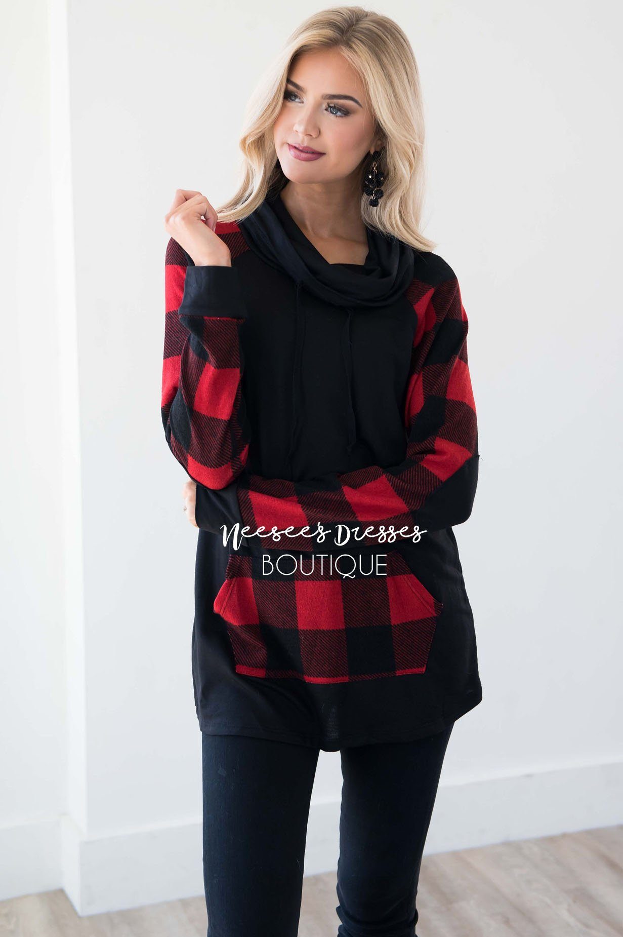 A Little Inspiration Plaid Elbow Patch Top