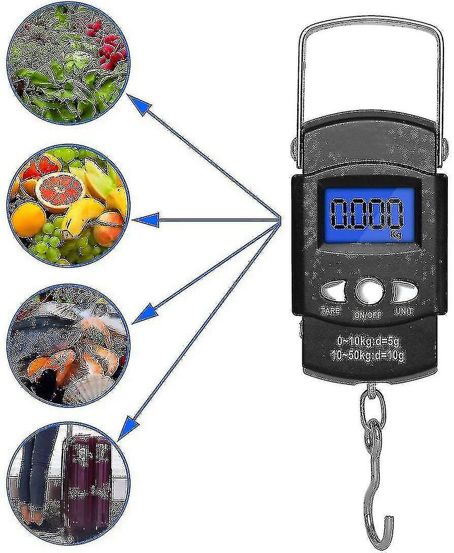 Portable Electronic Fishing Scale 110lb/50kg Backlit Lcd Screen