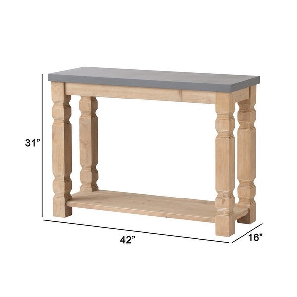 42 Inch Console Sideboard Table， Wood Frame， Concrete Top， Modern， Gray - 15.7L x 41.9W x 31.1H， in inches