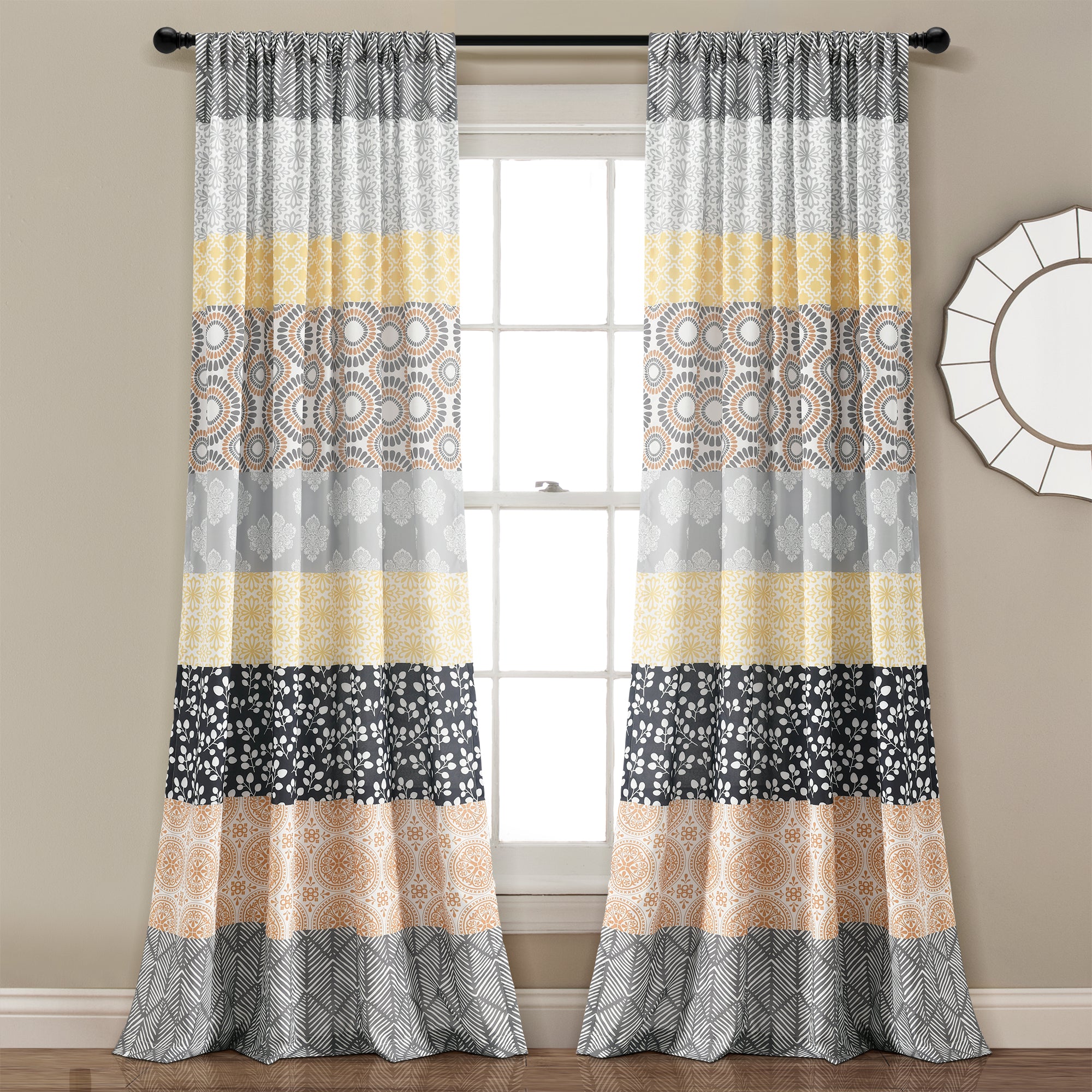 Bohemian Stripe Window Curtain Panel Set