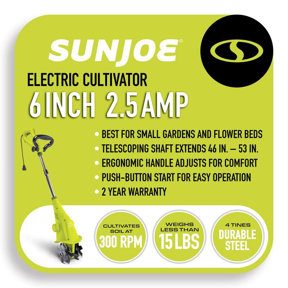 Sun Joe 6.3 in. 2.5 Amp Electric Garden Cultivator TJ599E