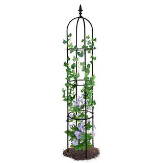 Cisvio 6.2 ft. Garden Obelisk Trellis Lightweight Rustproof Plastic Coated Metal Tall Tower Trellis Stand D0102HIRKVA