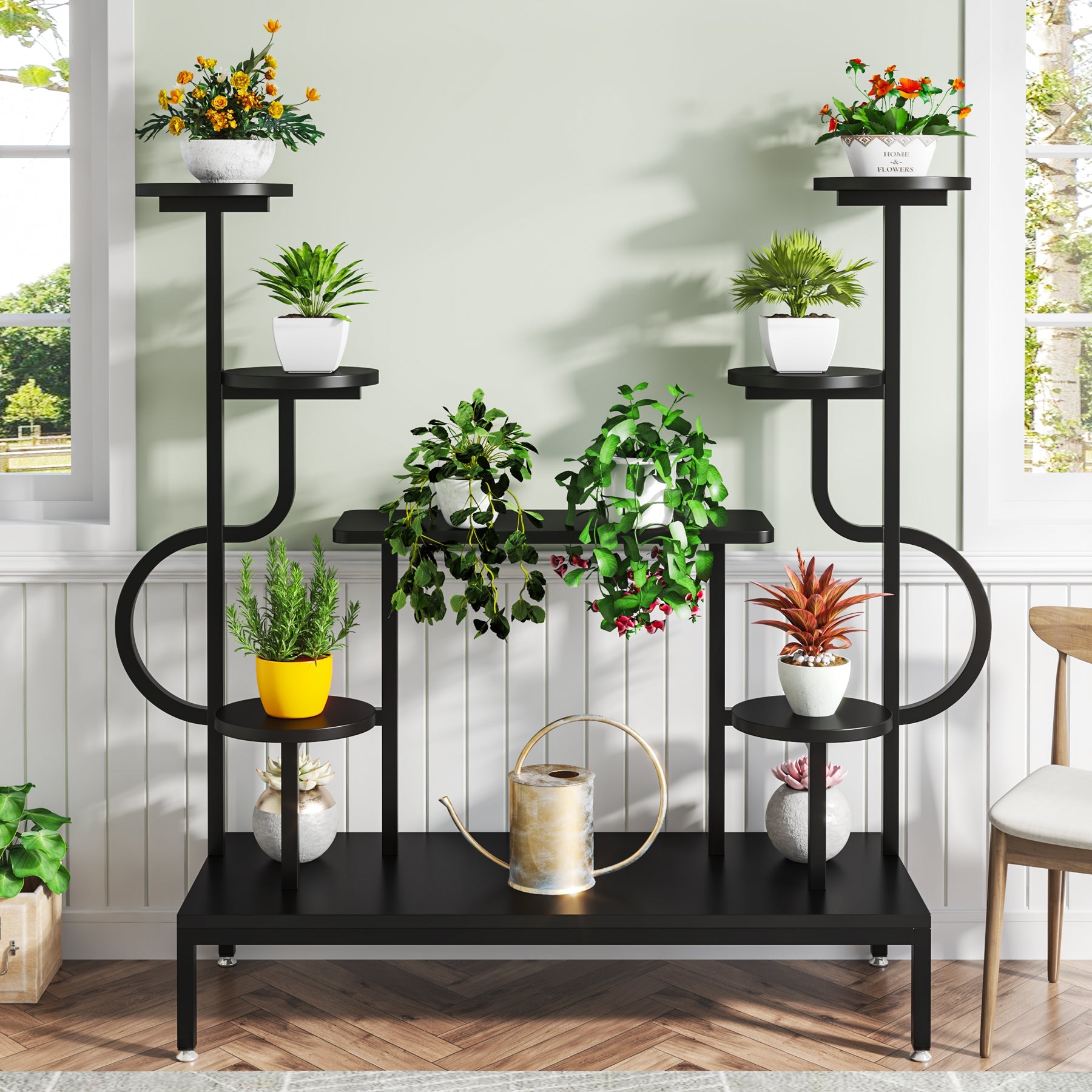 8-Tier Plant Stand, Wood Potted Ladder Holder Flower Rack Shelves