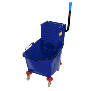 Alpine Industries 36 Qt. Mop Bucket with Side Press Wringer in Blue 462-BLU