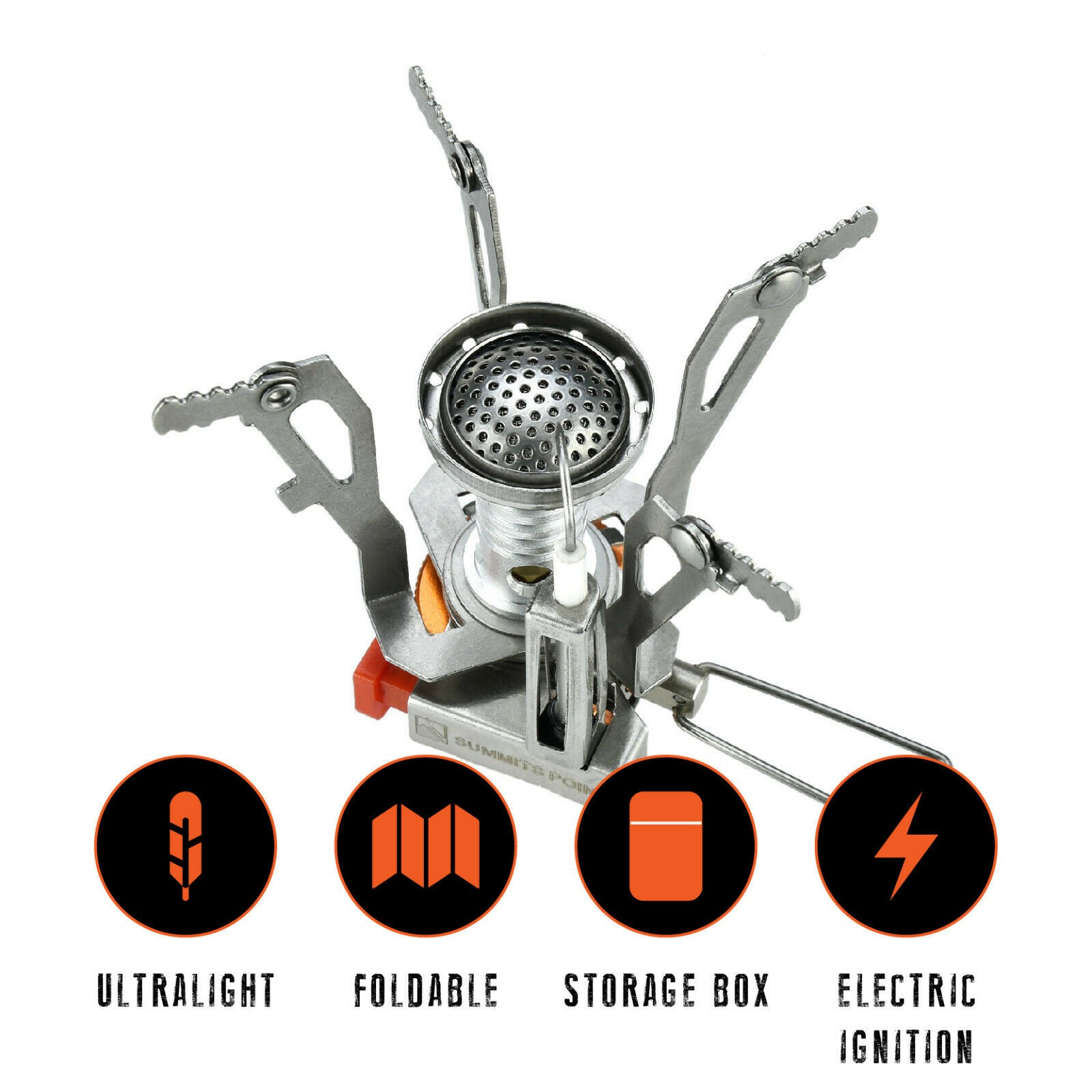 2pcs Portable Camping Stoves Backpacking Stove with Piezo Ignition Adjustable Valve,Stainless Steel Mini Burner