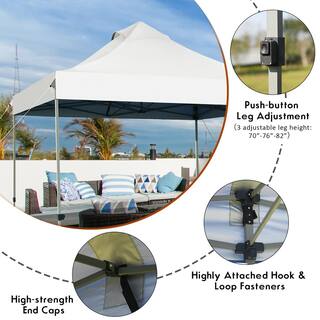 Costway 10 ft. x 10 ft. White Pop-Up Canopy OP70658WH