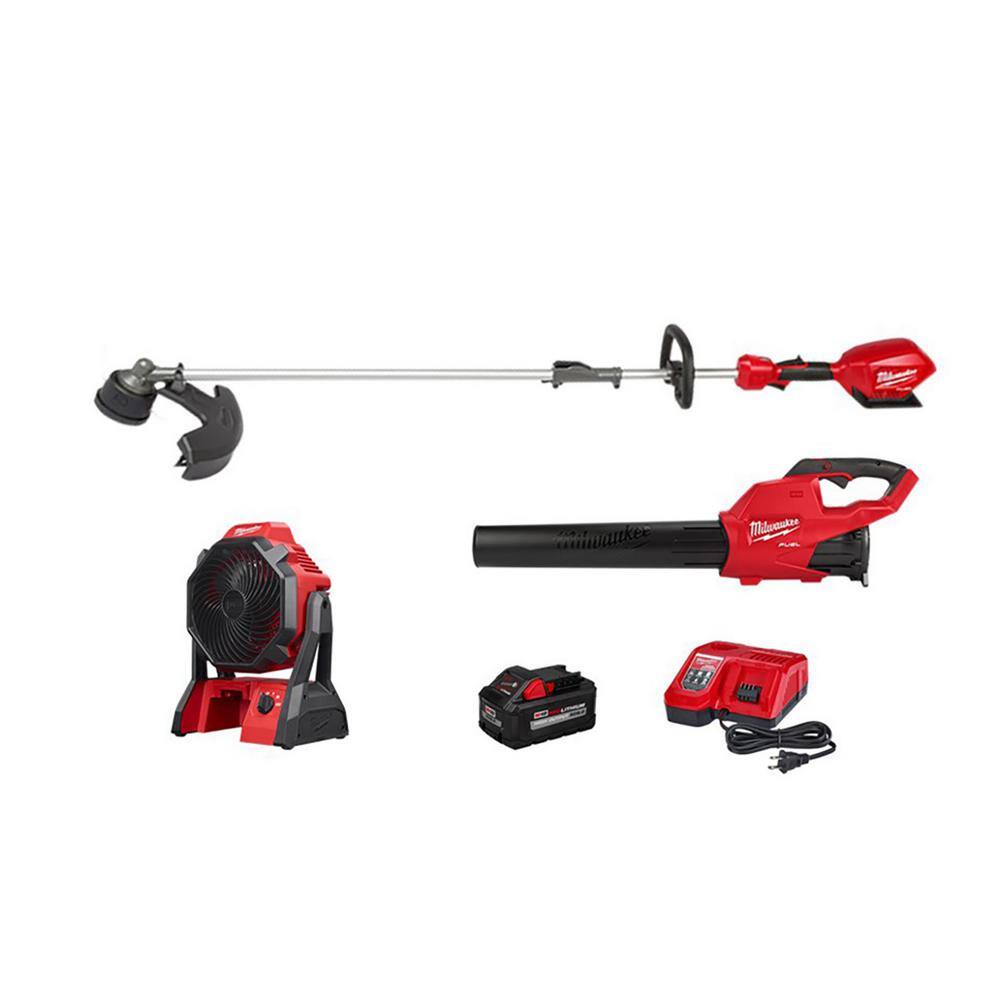 MW M18 FUEL 18-Volt Lithium-Ion Brushless Cordless QUIK-LOK String TrimmerBlower Combo Kit with M18 Fan 3000-21-0886-20