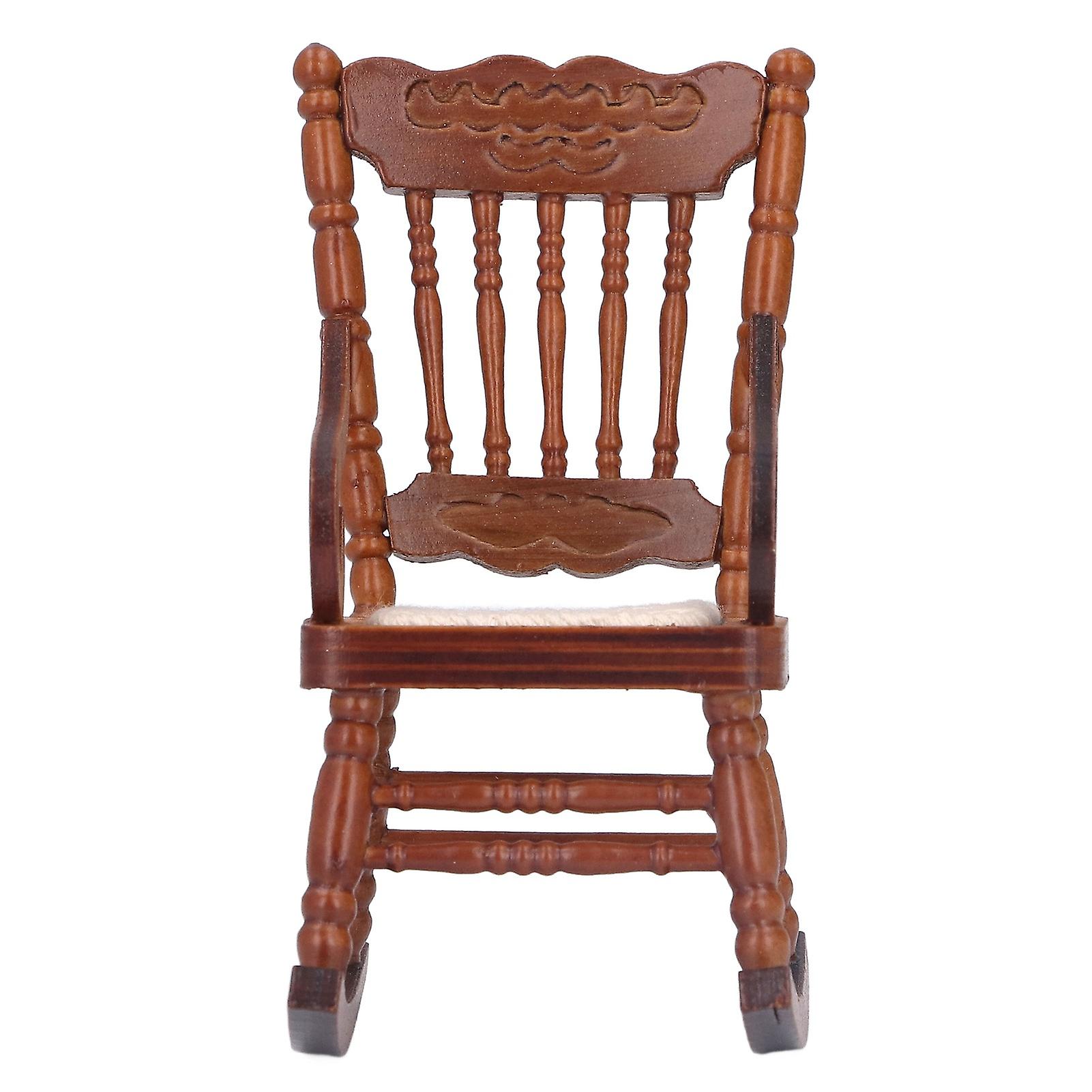 Dollhouse Miniature Chair Exquisite Details Bright Color Miniature Dollhouse Wooden Furniture For 1:12 Dollhousebrown