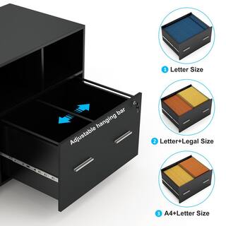 BYBLIGHT Atencio Black Mobile File-Cabinet with Lock and Drawer BB-C0299XF