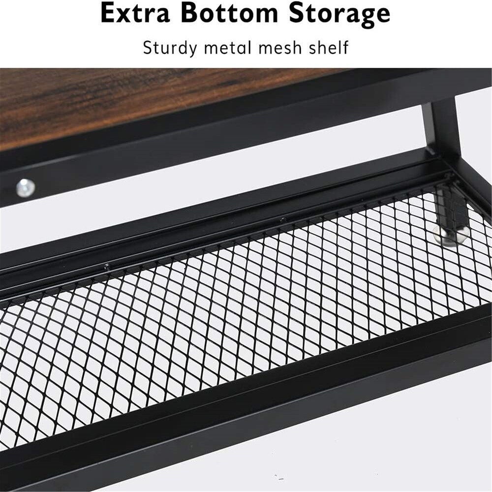 Industrial End Table Bed Side Table Storage Shelf