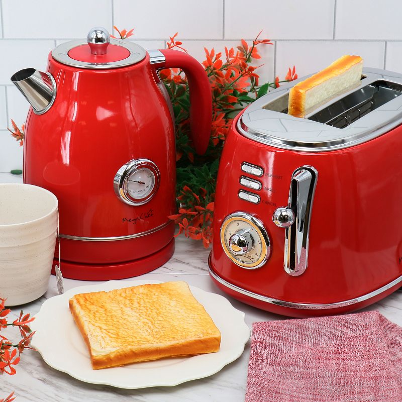 MegaChef 1.7-Liter Electric Tea Kettle and 2-Slice Toaster Combo