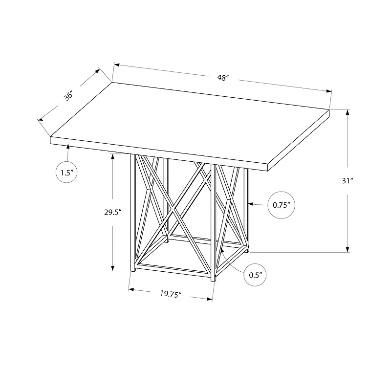 Monarch Contemporary X-Frame Dining Table