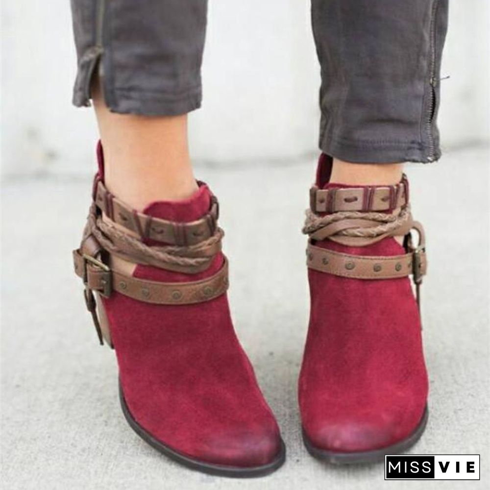 Winter Plain Buckle Boots