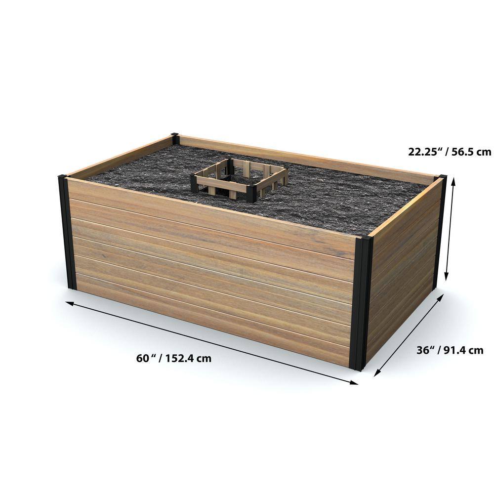 VITA Mezza 3'L x 5'W x 22H Cedar Keyhole Composting Garden Golden Brown VT17702 VT17702