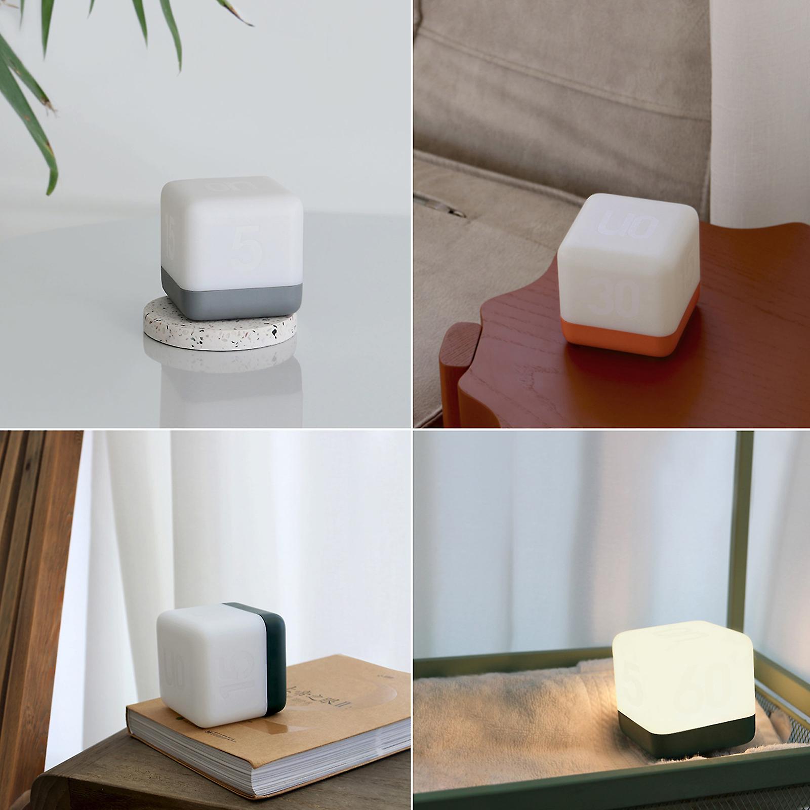 Flip Nightlight Timer Cube Shaped Rechargeable Night Lamp 2 Light Brightness Decorative Beside Lamp Usb Rechargeable 3000k Warm White Nightstand Lamp