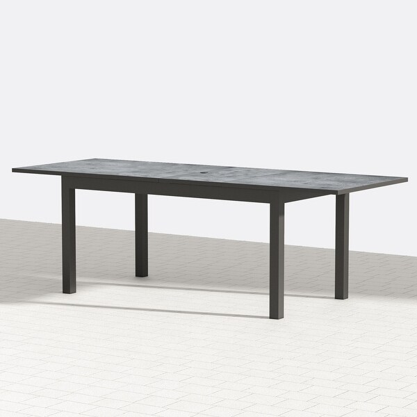 Extendable Aluminum Dining Table with Umbrella Hole