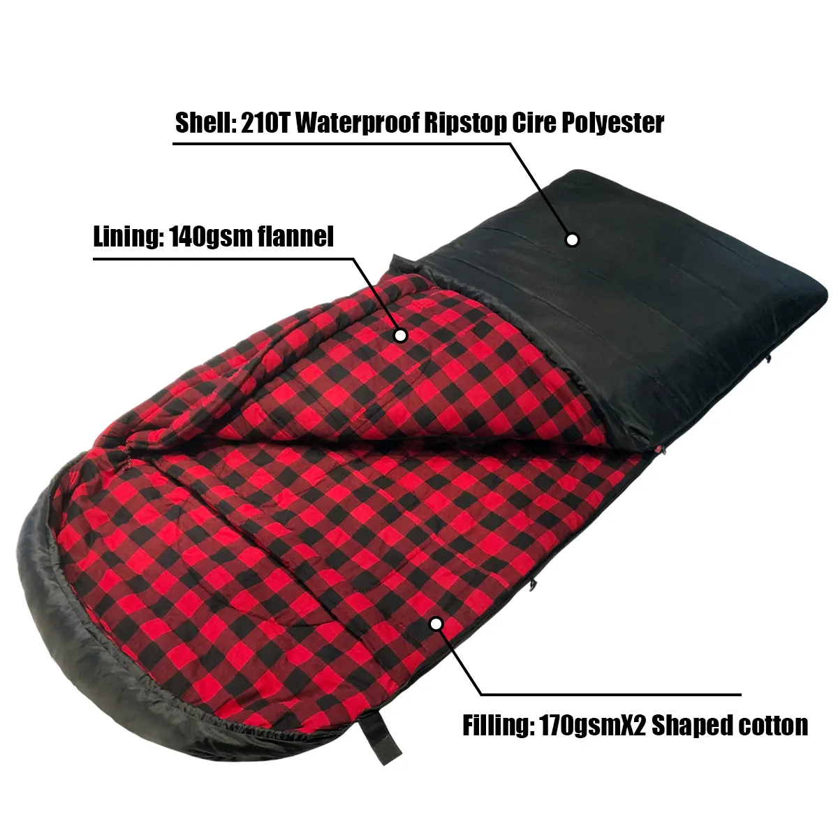 Factory Customization Flannel Sleeping Bag Thickening And widening Waterproof Warm Camping Hiking