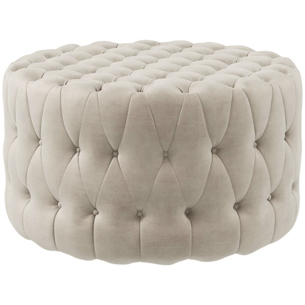 Homcom Tufted Ottoman Velvet feel Upholstered Foot Stool With Padded Seat Round Ottoman Coffee Table For Living Room Bedroom