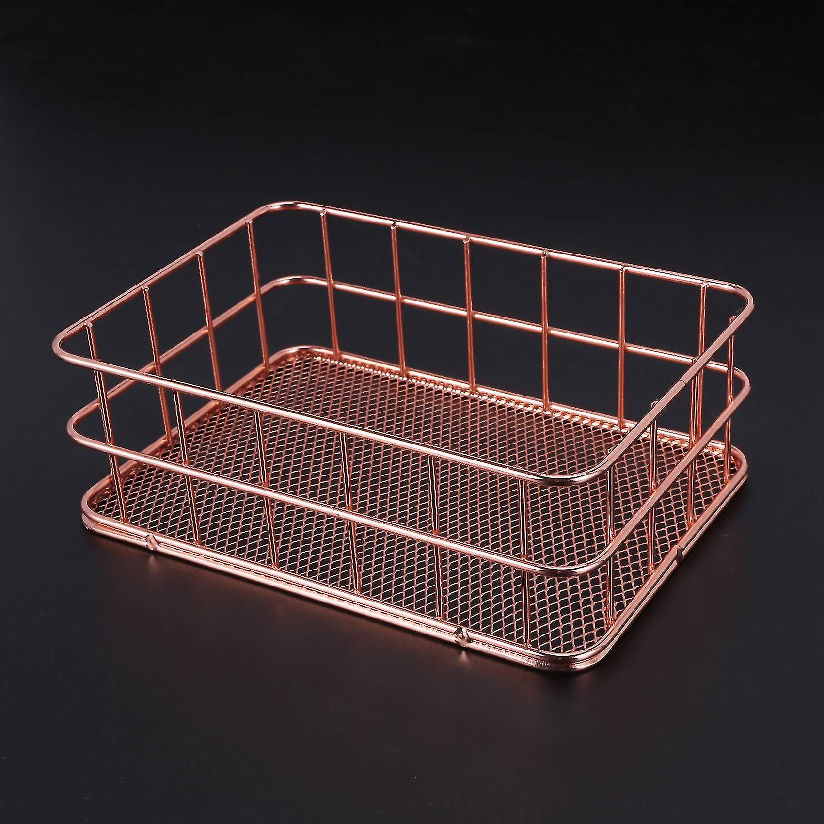 Storage Basket Metal Wire Bathroom Shelves Makeup Organiser Gold Brush Pen Holder Wire Mesh Bathroo