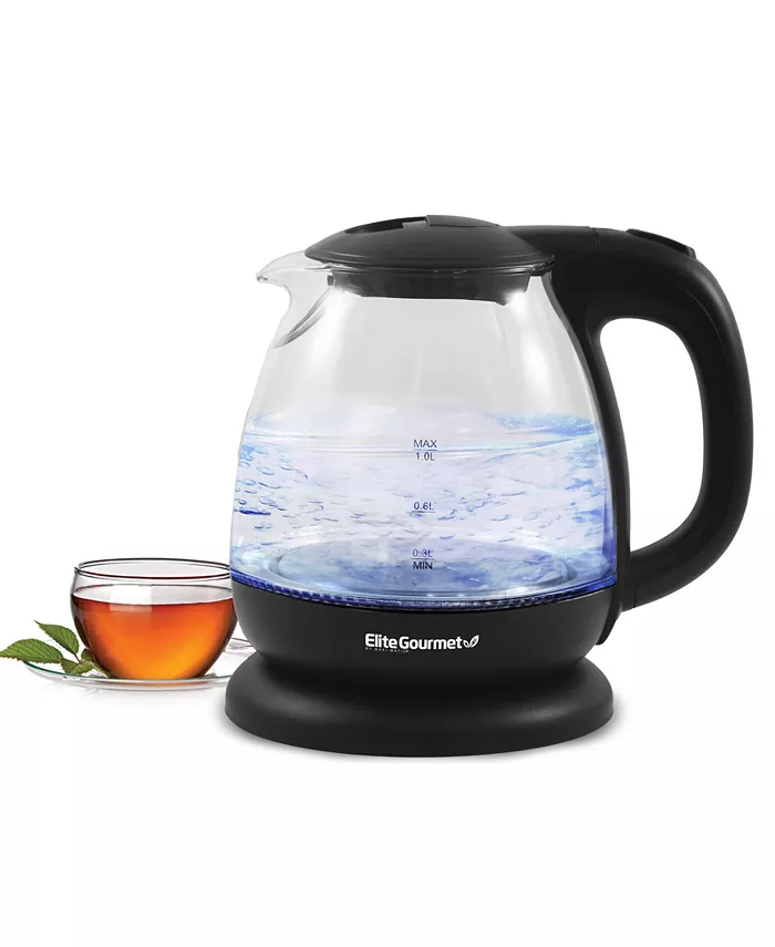 Elite Gourmet 33.8 Ounce Glass Hot Water Kettle 1000 Watts