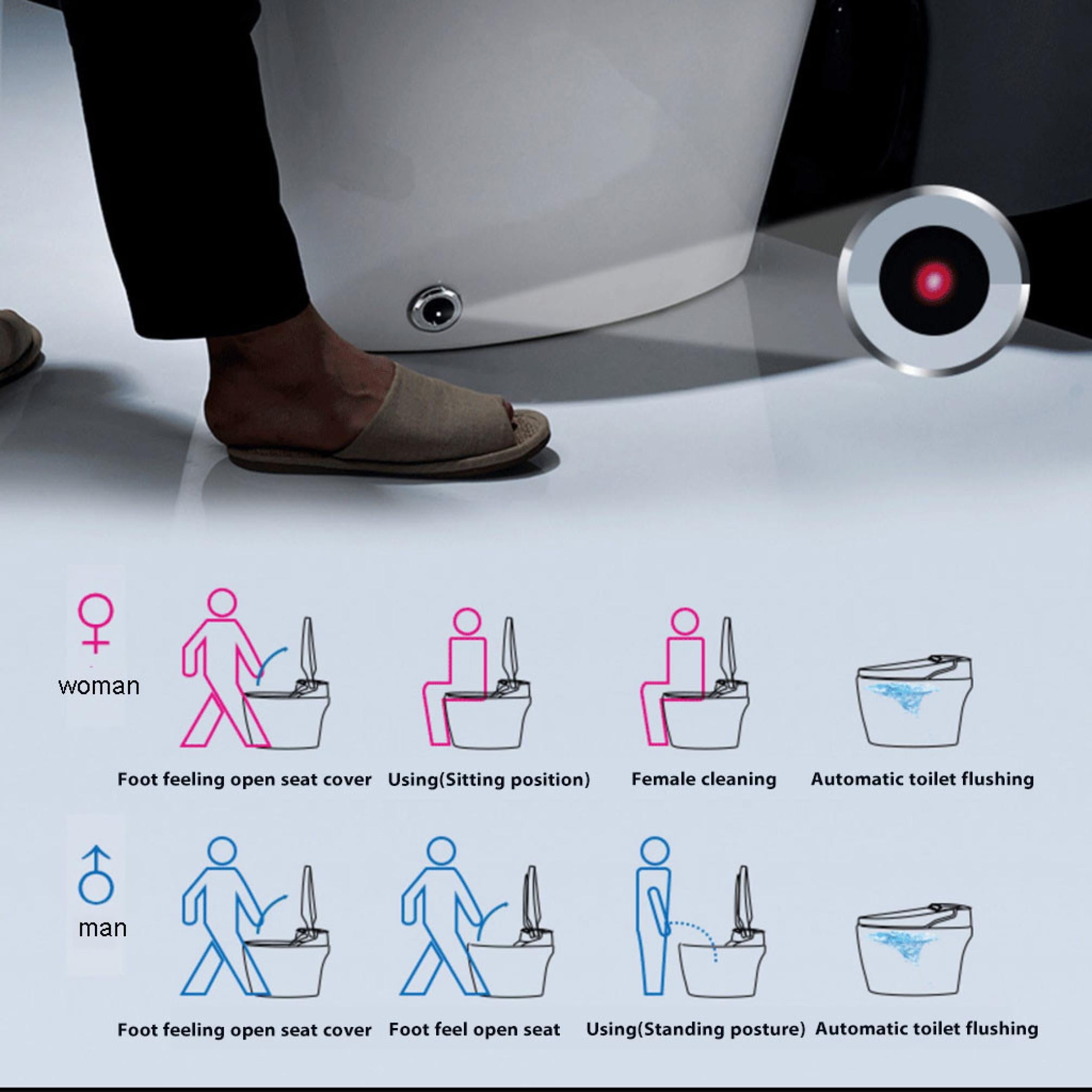 Ukeep Elongated one-piece Smart Toilet with Advance Bidet And Soft Closing Seat, Auto Dual Flush, UV-LED Sterilization, Heated Seat, Warm Water and Dry