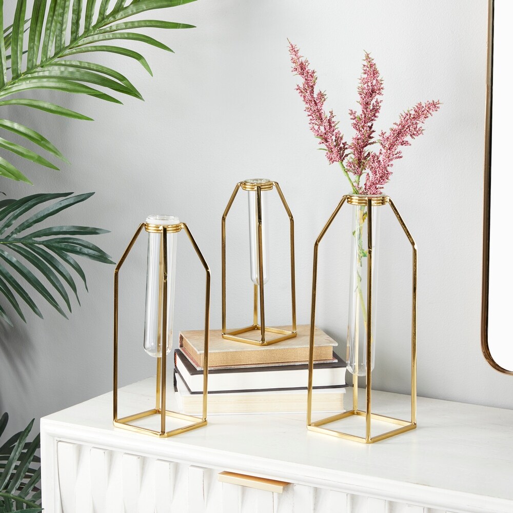 CosmoLiving by Cosmopolitan Gold Stainless Steel Test Tube Vase (Set of 3)