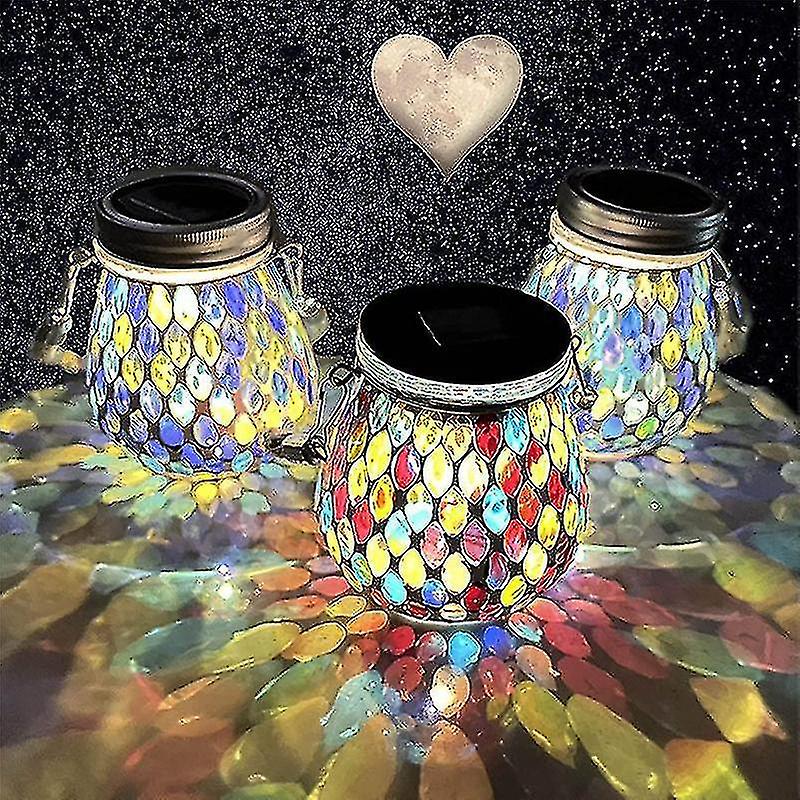 Mosaic Glass Solar Garden Lanterns，outdoor Table ，landscape Path Hanging Lights，waterproof Solar Ni