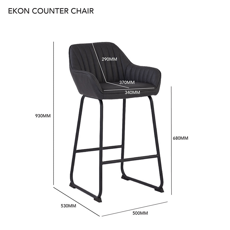 EKON Counter Stool - Brunette & Black