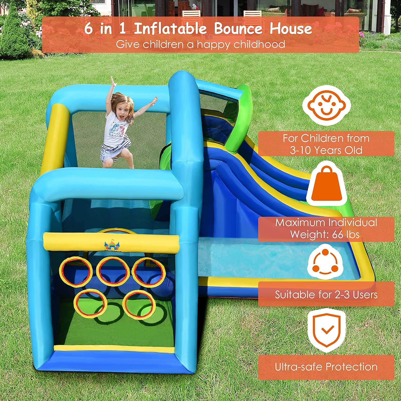 BOUNTECH Inflatable Bounce House | 5 in 1 Kids Jumping Bouncer w/ Jumping Area