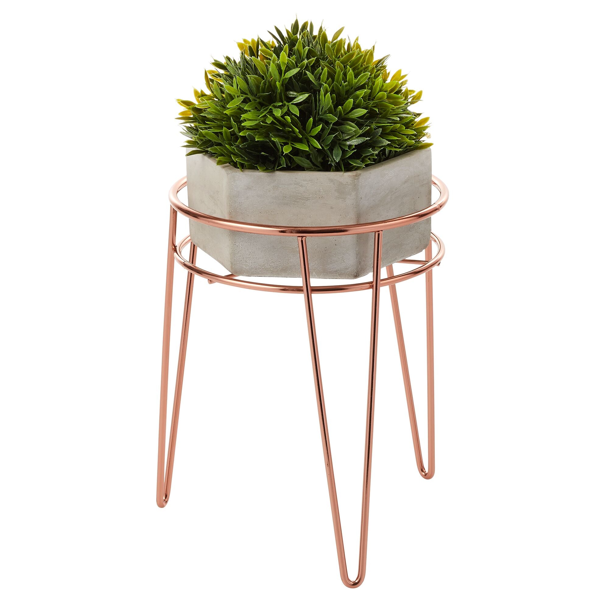 mDesign Midcentury Modern Flower, Plant and Succulent Stand Minimalist Planter - Metal Wire, Indoor, Outdoor Design Hairpin Legs - Sturdy - 9.23" Tall, 2 Pack - Rose Gold