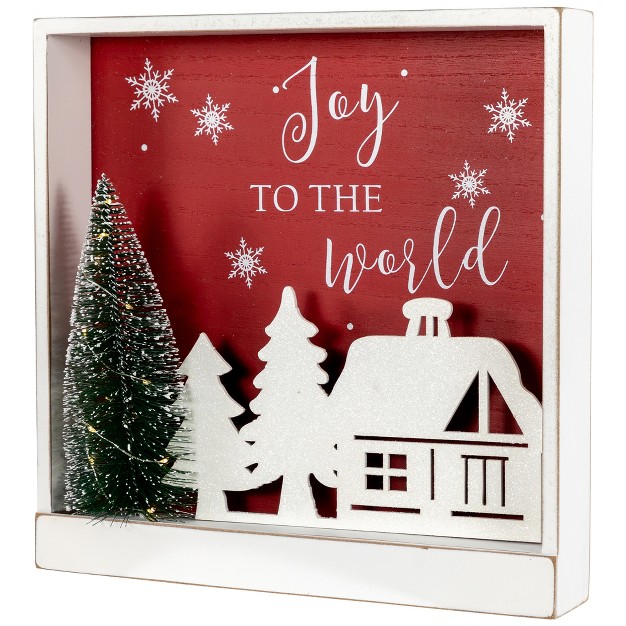 Lighted Joy To The World Wooden Christmas Wall Decoration