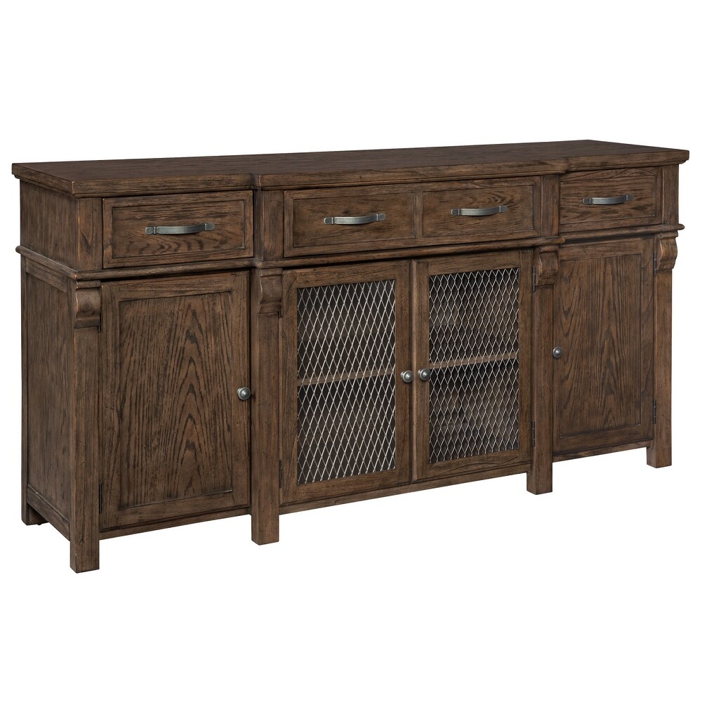 Brown Wood with Metal Accents Dining Buffet   72.25 in. wide x 20.25 in. deep x 38.25 in. high