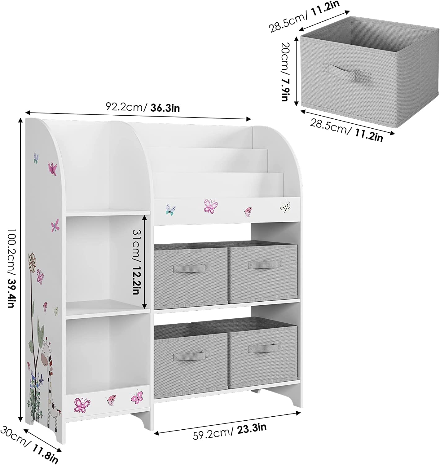 Kids Toy Storage Unit Toy Rack with Storage Boxes Bookshelf Rack Cabinet