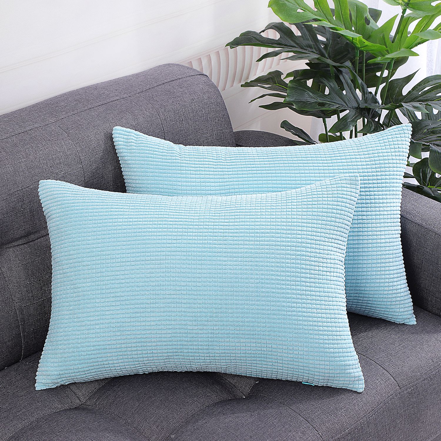 Throw Pillow Cover Corn Stripe Throw Pillow Case Shell for Sofa 2 Pcs 12x18