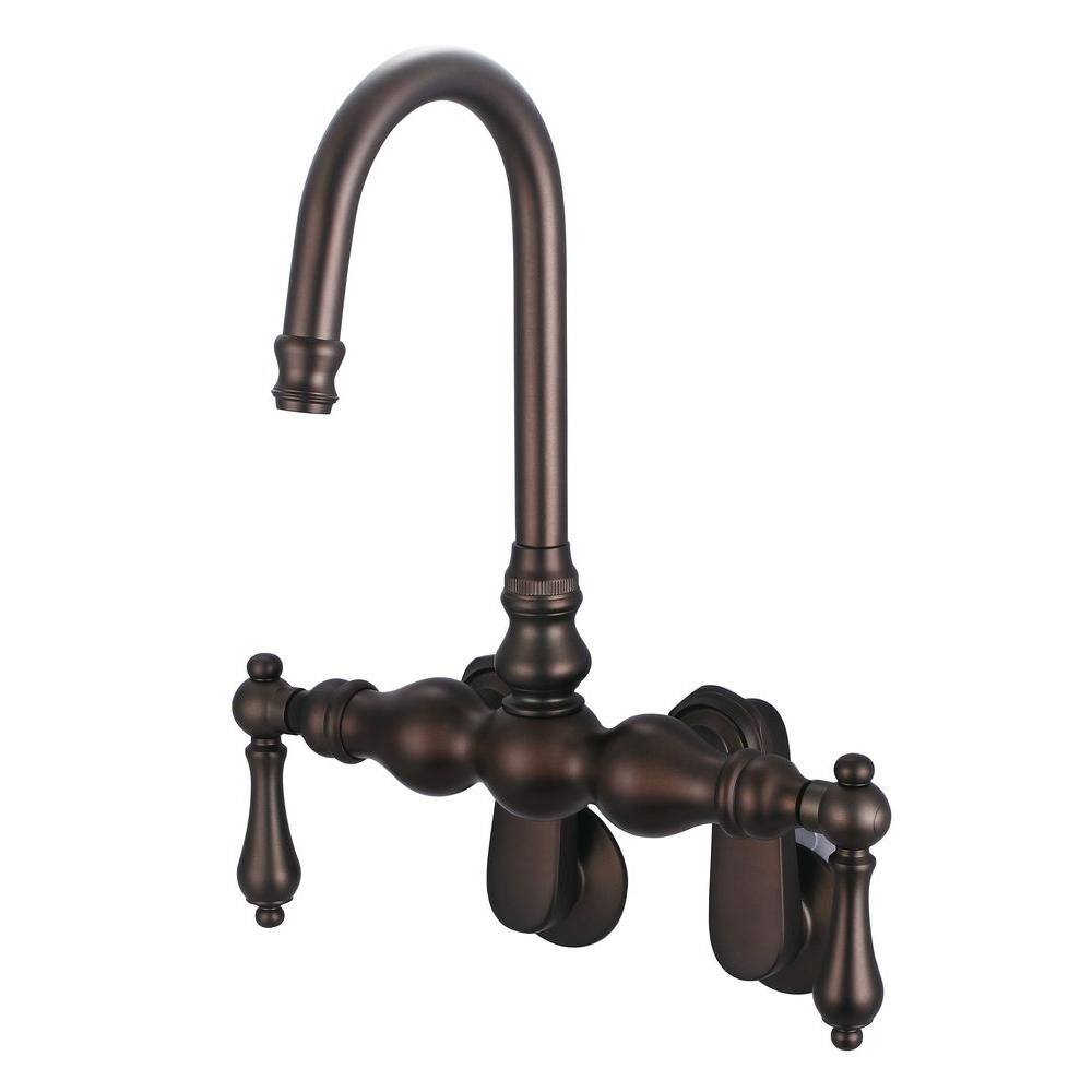 Water Creation 2-Handle Wall Mount Vintage Gooseneck Claw Foot Tub Faucet with Lever Handles in Oil Rubbed Bronze F6-0015-03-AL