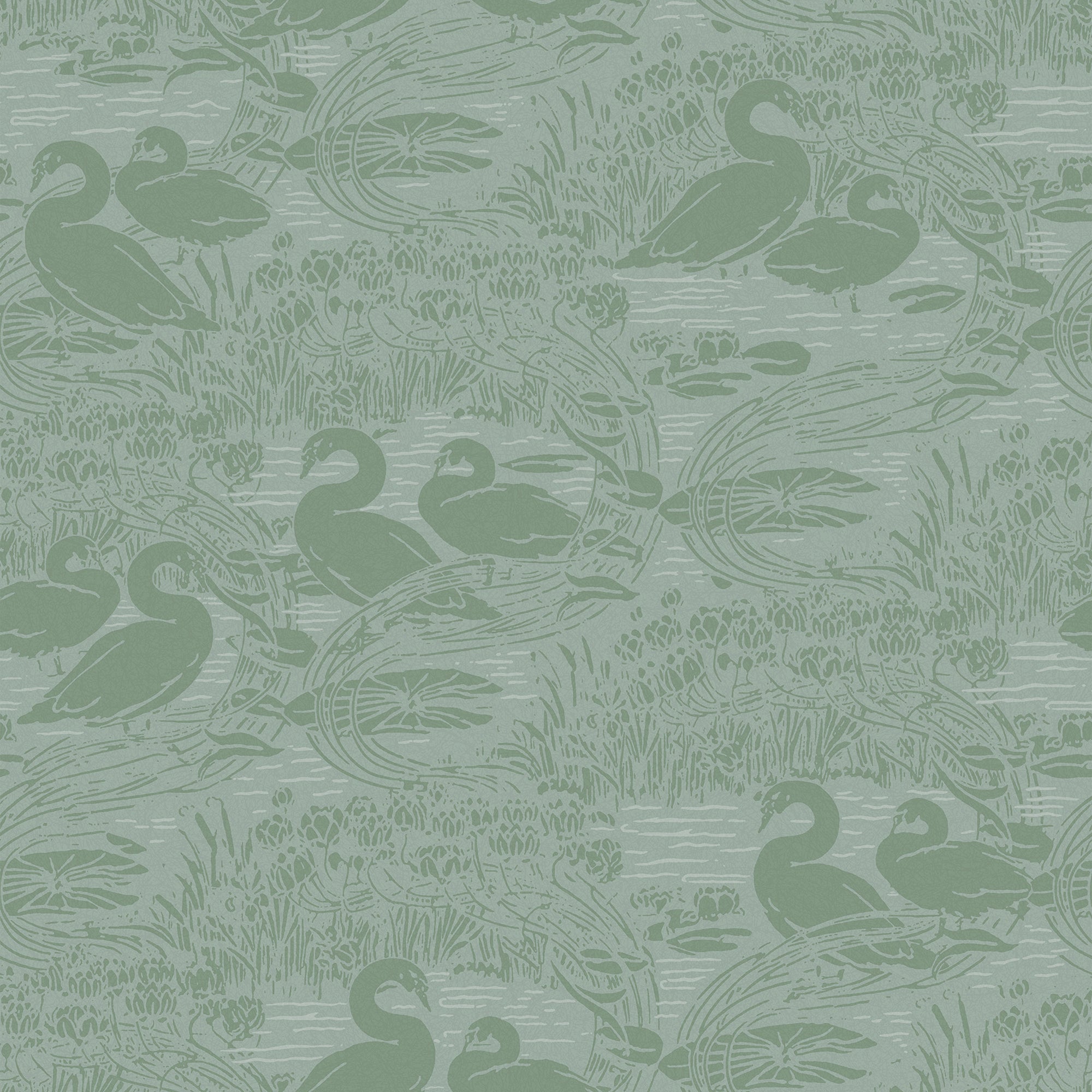 Laura Ashley Swans Jade Green Wallpaper